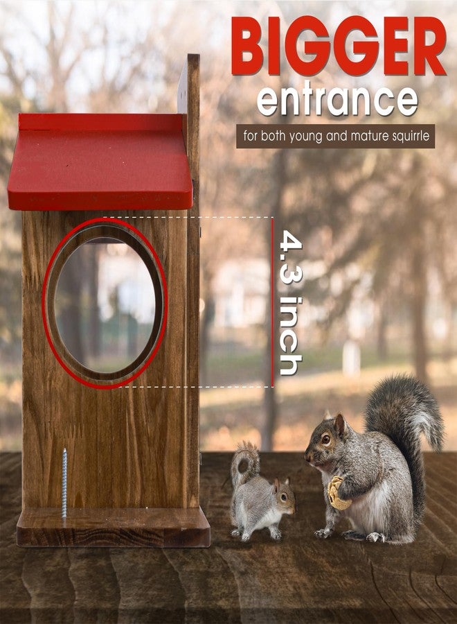 DITAVN Large Squirrel Feeder, Wooden Chipmunk House for Outside, Peanut and Corn Feeder for Squirrels, Squirrel Feeder Box is Hanging on a Tree, Easy to Clean & Refill, and Rainproof. - Image 3