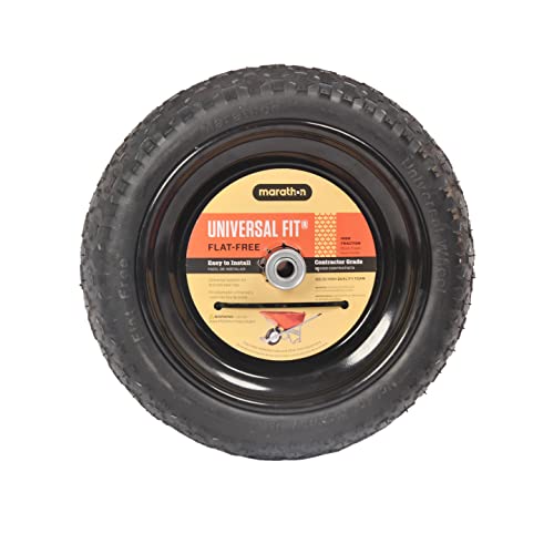Marathon Universal Fit, Flat Free Wheelbarrow Tire and Wheel Assembly with Adapter Kit, black - Image 2