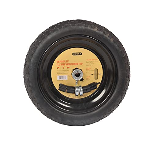 Marathon Universal Fit, Flat Free Wheelbarrow Tire and Wheel Assembly with Adapter Kit, black - Image 3