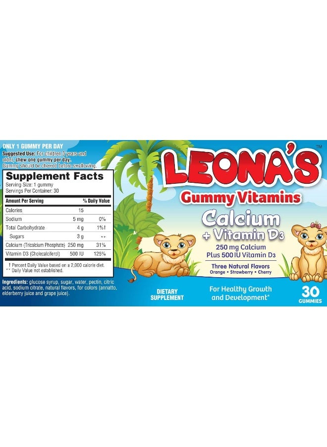 LEONAS جواهر كالسيوم/فيتامين د للأطفال 30 حبة - Image 3