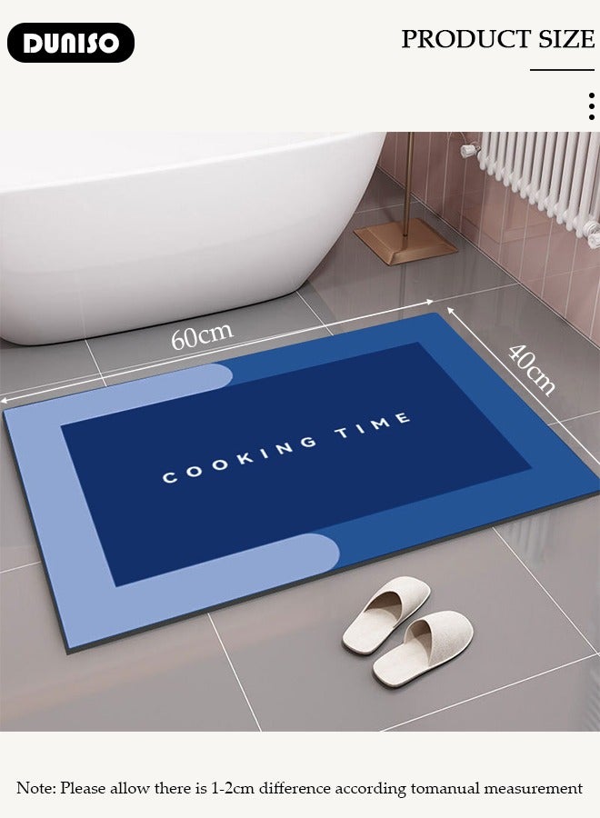 DUNISO Diatom Kitchen Rug Mat, Super Absorbent Kitchen Mat, Anti-Slip Bathroom Floor Mats and Quick Dry Bath Rug,Thickened,Soft, Easier Clean Carpet,Floor Mat, Door Mat,Used for Bathroom, Toilet, Kitchen Entrance,40*60cm - Image 2