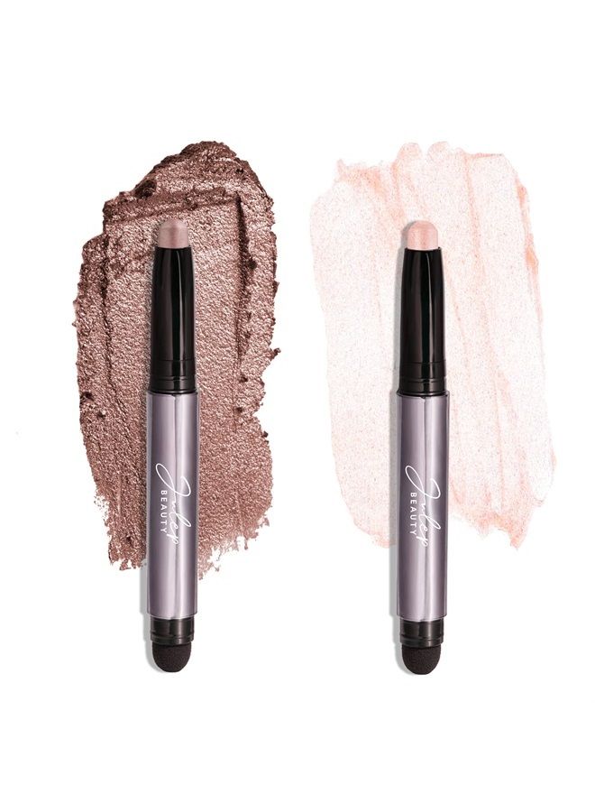 Julep Eyeshadow 101 Crème to Powder Waterproof Eyeshadow Stick Duo, Blush Pink Metallic & Mink Mauve Metallic - Image 1