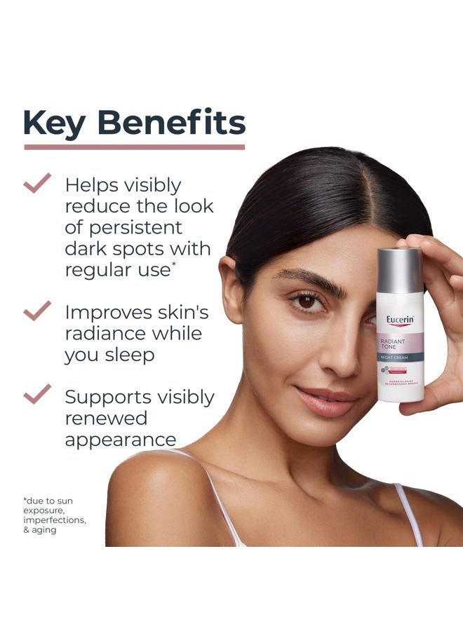 Eucerin Radiant Tone Night Cream, Dark Spot Corrector with Thiamidol, Night Moisturizer for Face Helps Visibly Reduce the Look of Persistent Dark Spots, All Skin Types, 1.7 Oz Bottle - Image 2