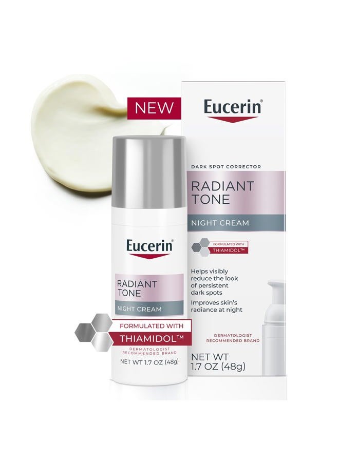 Eucerin Radiant Tone Night Cream, Dark Spot Corrector with Thiamidol, Night Moisturizer for Face Helps Visibly Reduce the Look of Persistent Dark Spots, All Skin Types, 1.7 Oz Bottle - Image 1