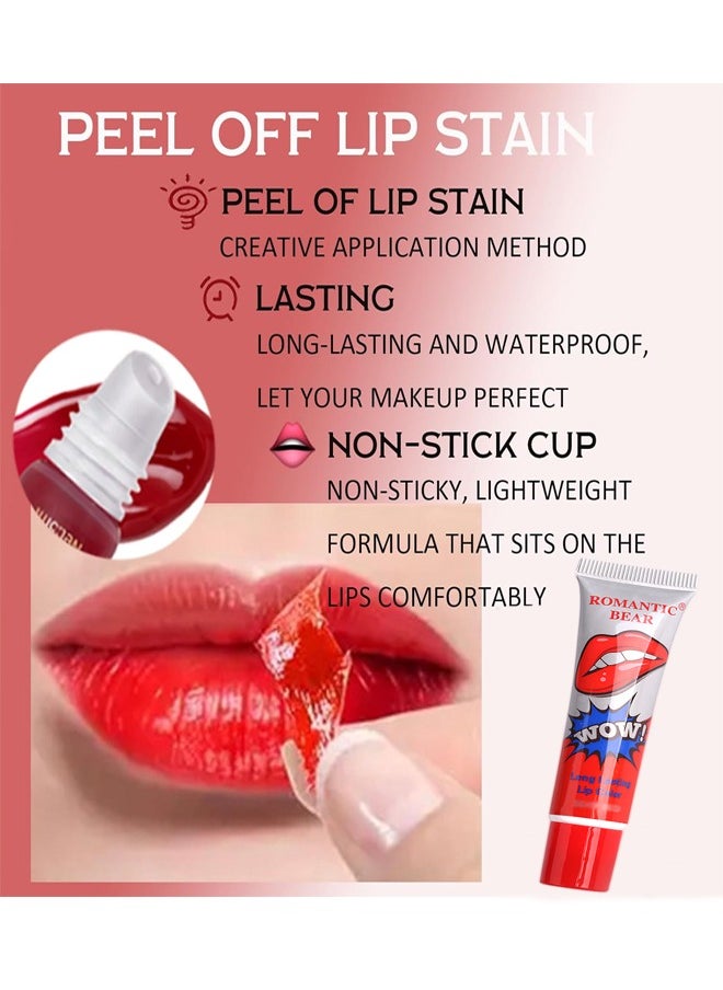 Romantic bear - Peel Off Lip Gloss (Red), Long Lasting and Not Easy To Fade or Stick On Cup, Mild Ingredients With High Nutrition are Easy To Be Absorbed and Harmless, Easy To Match Various Makeup Styles - Image 1