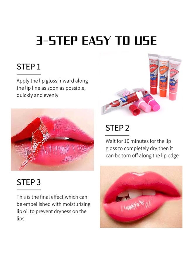 Romantic bear - Peel Off Lip Gloss (Red), Long Lasting and Not Easy To Fade or Stick On Cup, Mild Ingredients With High Nutrition are Easy To Be Absorbed and Harmless, Easy To Match Various Makeup Styles - Image 1