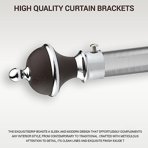 GLOXY Manjira Shape Stainless Steel & ABS Curtain Bracket Parda Holder with Support 1 Inch Rod Pocket Finials Designer Door and Window Rod Support Fittings, Curtain Rod Holder(Brown, Pair of 4) - Image 4