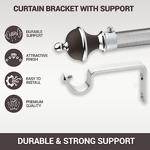 GLOXY Manjira Shape Stainless Steel & ABS Curtain Bracket Parda Holder with Support 1 Inch Rod Pocket Finials Designer Door and Window Rod Support Fittings, Curtain Rod Holder(Brown, Pair of 4) - Image 2