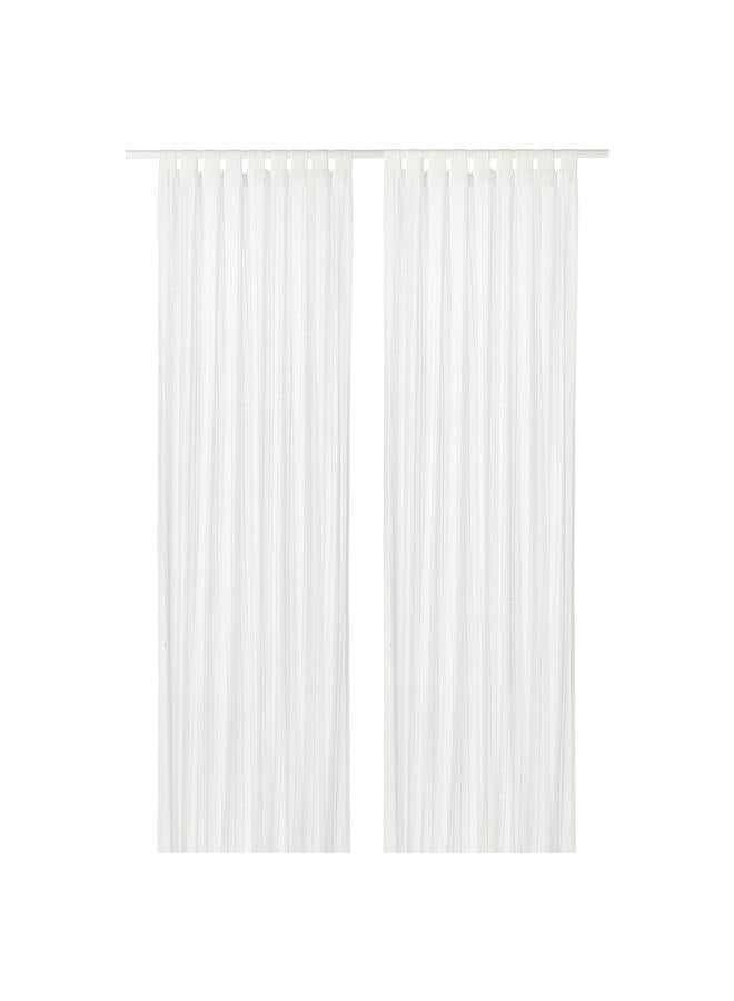 erorex Sheer curtains, 1 pair, white/with tab top, 140x300 cm - Image 1