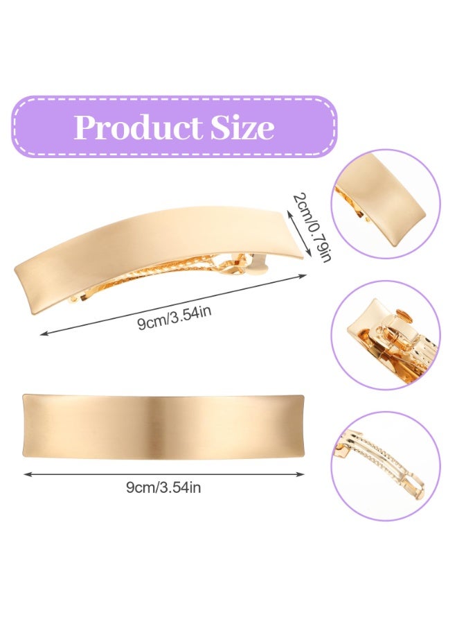 2Pcs French Gold Hair Clips, Metal Hair Barrettes for Women Minimalist Square Hair Pins Non-Slip Ponytail Holder Hair Clip for Thin Thick Fine Hair Wedding Accessories for Women Girls (Gold) - Image 4