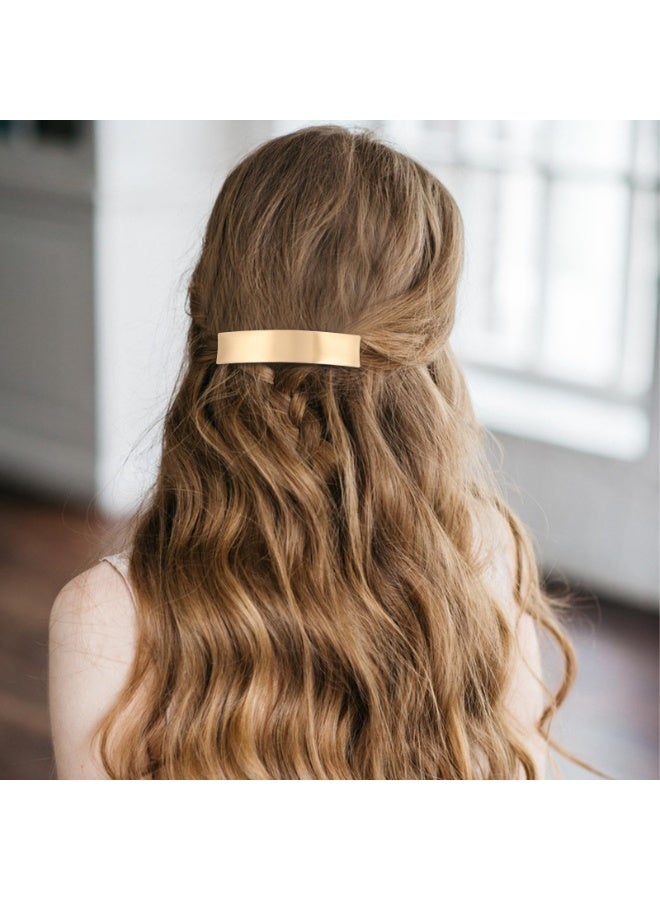 2Pcs French Gold Hair Clips, Metal Hair Barrettes for Women Minimalist Square Hair Pins Non-Slip Ponytail Holder Hair Clip for Thin Thick Fine Hair Wedding Accessories for Women Girls (Gold) - Image 2