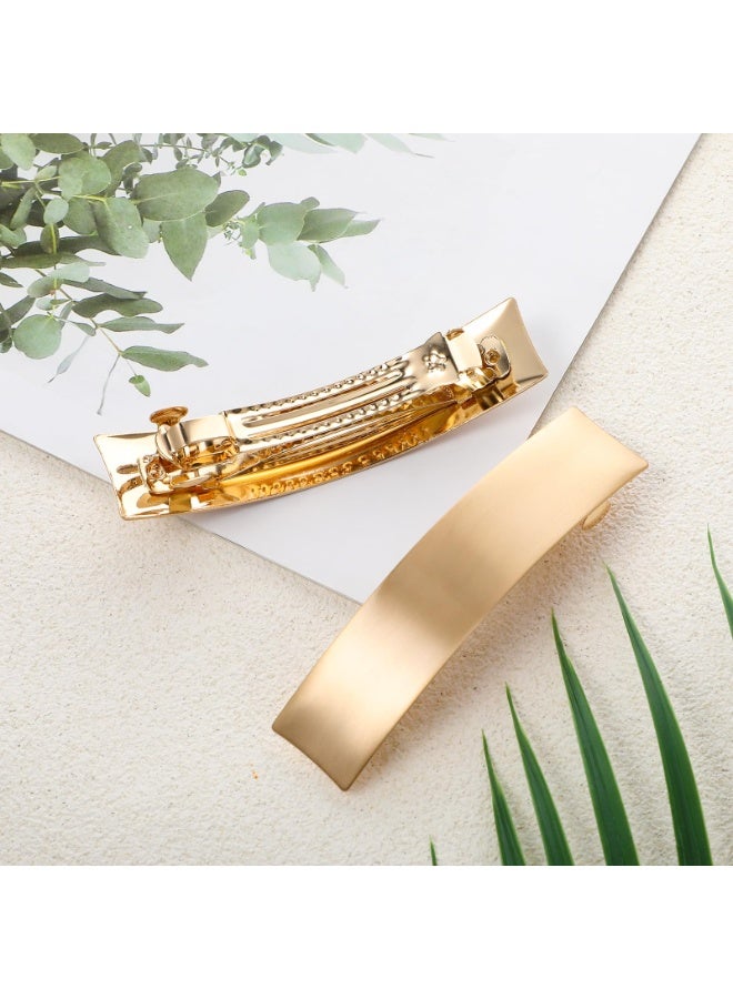 2Pcs French Gold Hair Clips, Metal Hair Barrettes for Women Minimalist Square Hair Pins Non-Slip Ponytail Holder Hair Clip for Thin Thick Fine Hair Wedding Accessories for Women Girls (Gold) - Image 5