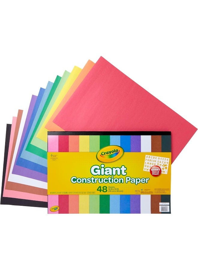 CRAYOLA Construction Paper Giant 48PG, 48 Sheets W/Stencil, One Size - Image 2