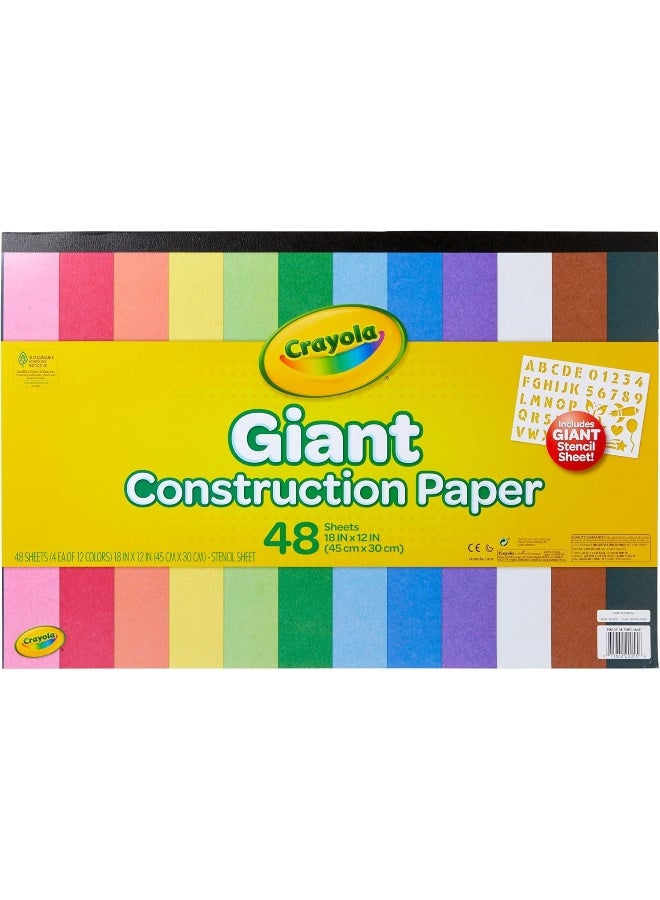 CRAYOLA Construction Paper Giant 48PG, 48 Sheets W/Stencil, One Size - Image 1