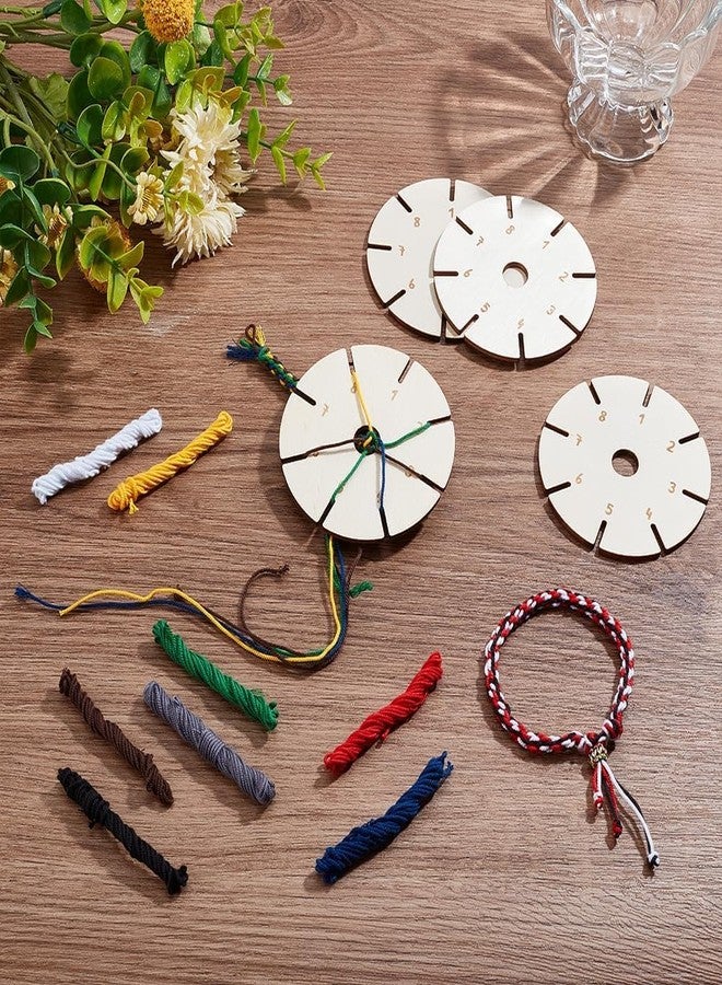 Haoser Curious Button Wooden Friendship Bracelet Maker Disc | Pine MDF Braiding Loom for DIY Jewelry & Craft | 2.7 mm Thick Round Thread Weaving Tool for Kids & Adults (Set of 4) - Image 5