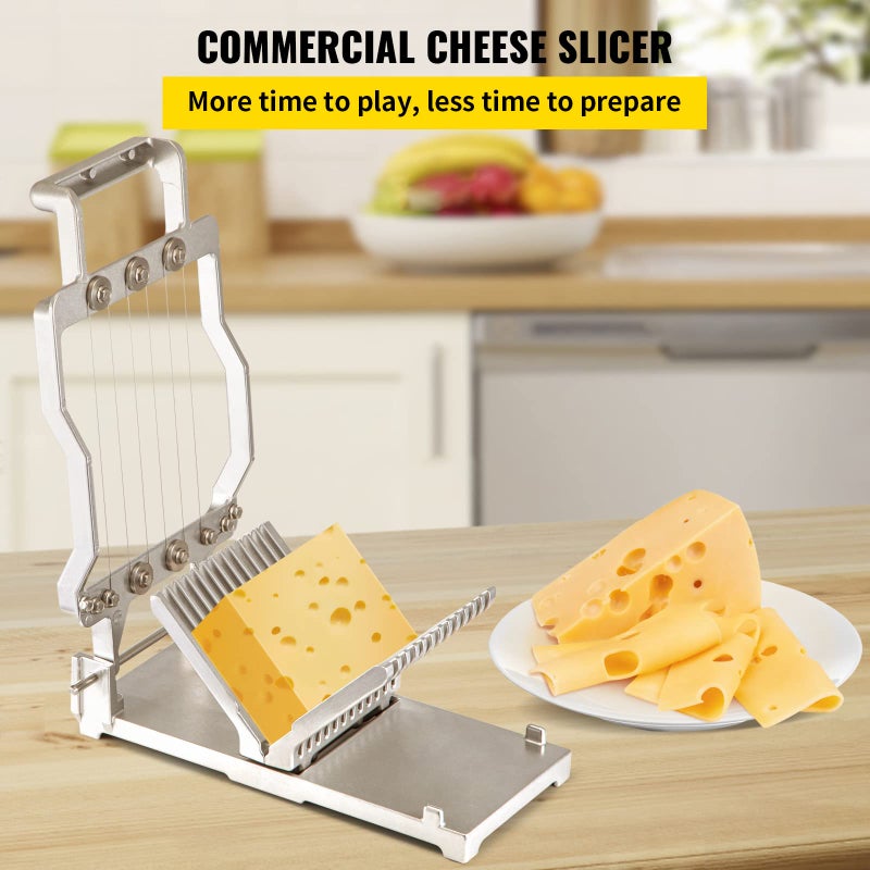 VEVOR Cheese Cutter With Wire 1 cm & 2 cm Cheeser Butter Cutting Blade Replaceable Cheese Slicer Wire, Aluminum Alloy Commercial Cheese Slicer with 304 Stainless Steel Wire Kitchen Cooking Baking Tool - Image 2