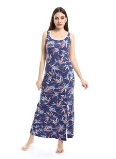 REDCOTTON Patterned Nightgown with Side Slit - Mauve  - Image 1