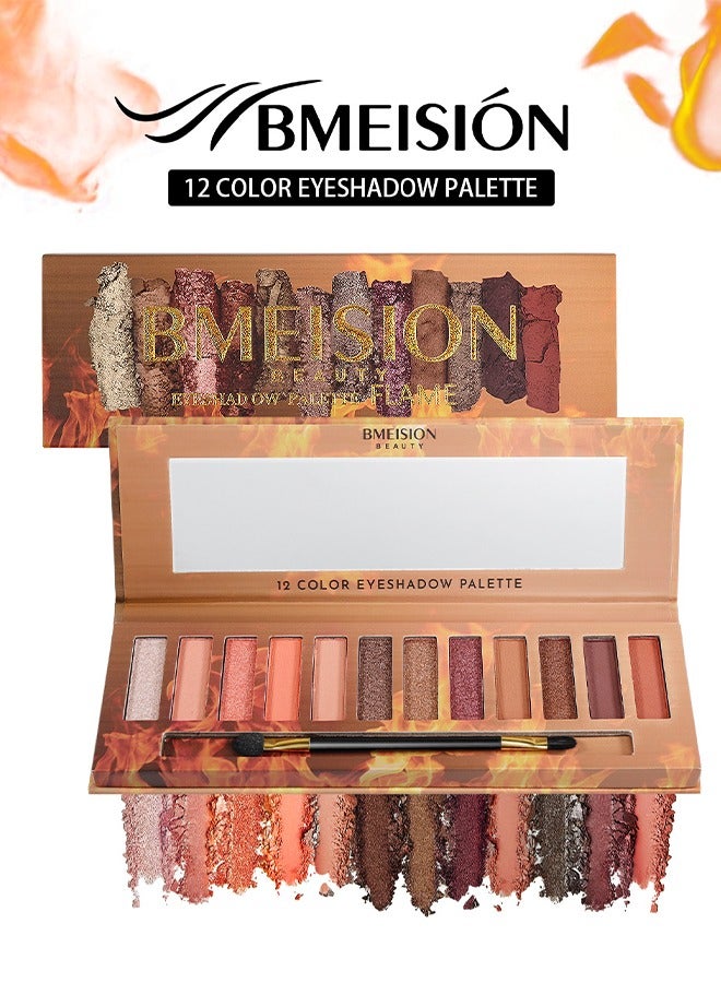 بميسيون لوحة ظلال العيون لهب - 12 لونا طبيعي عارية غير لامعة وميض بريق الصباغ ظلال العيون مجموعة البليت للماء سموكي المهنية الجمال ماكياج كيت - Image 1