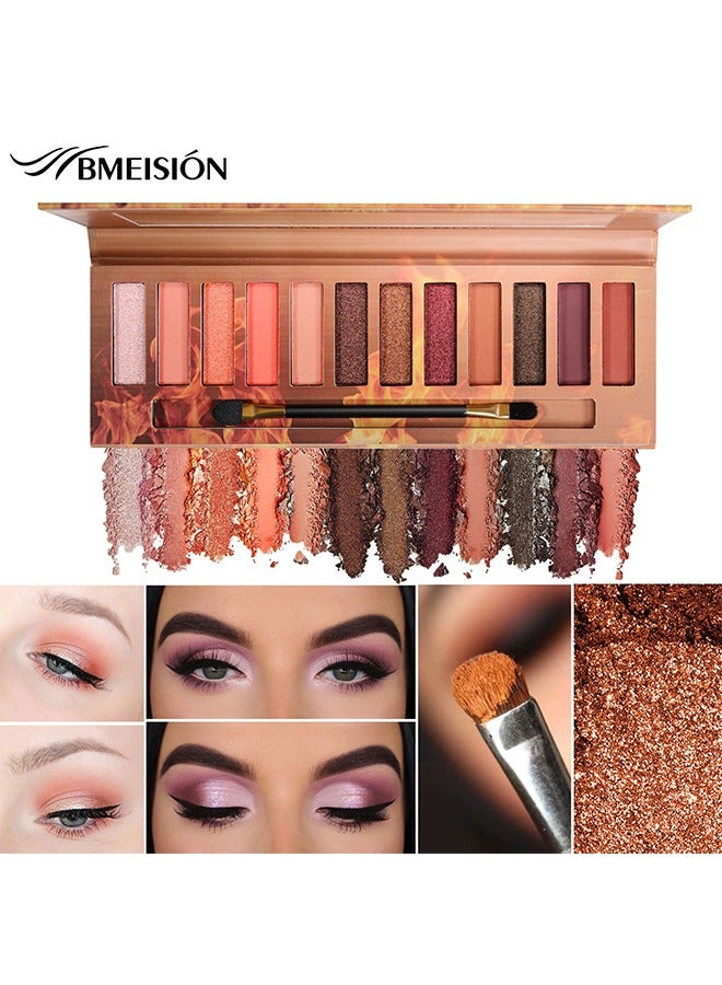 بميسيون لوحة ظلال العيون لهب - 12 لونا طبيعي عارية غير لامعة وميض بريق الصباغ ظلال العيون مجموعة البليت للماء سموكي المهنية الجمال ماكياج كيت - Image 3