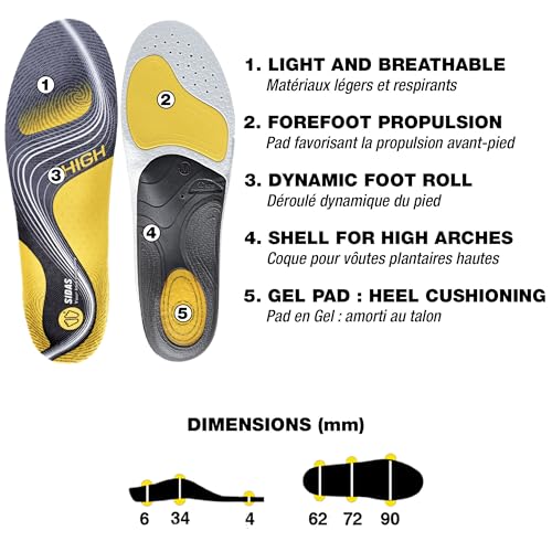 SIDAS Unisex 3Feet Activ' High-Arched Feet Multisports All-Year Insoles | Enhanced Heel Cushioning, X-Small (35-36) - Image 4