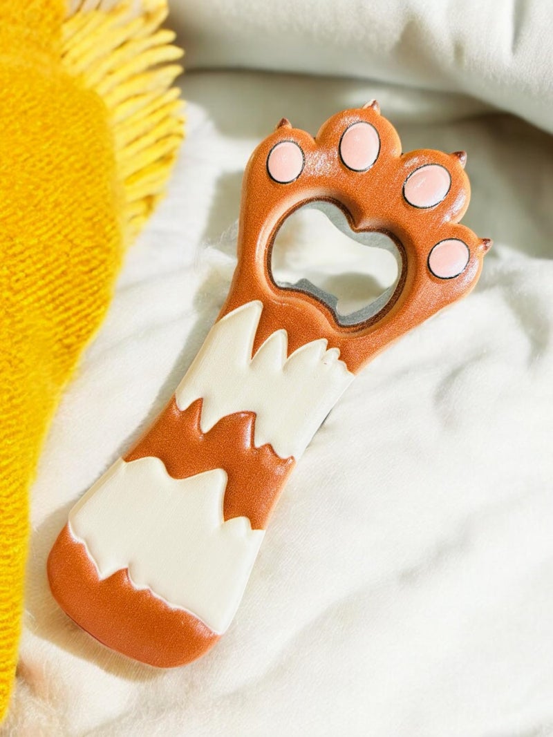 TraveEssentialz Cat Paw Bottle Opener Fridge Magnet | Cute Silicone Magnetic Beer Bottle Opener | Portable Bar Tool for Camping, Hostel, Road Trips & Kitchen | Travel Gift for Cat Lovers & Young Travelers (Brown) - Image 1