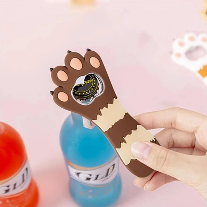TraveEssentialz Cat Paw Bottle Opener Fridge Magnet | Cute Silicone Magnetic Beer Bottle Opener | Portable Bar Tool for Camping, Hostel, Road Trips & Kitchen | Travel Gift for Cat Lovers & Young Travelers (Brown) - Image 3