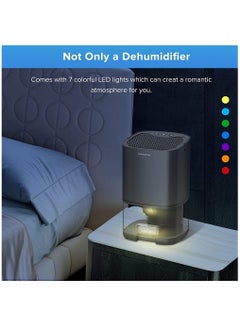 Arabest Dehumidifier for Home,Dehumidifiers for 2500 Cubic Feet Two Working Modes and 7 Colorful LED Lights ,Quiet Portable Mini Dehumidifier,for Basement Bedroom Bathroom Closet  - Image 3