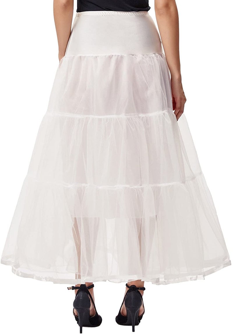 PINK WINGS Women's Ankle Length Cancan Underskirt Petticoats Hardnet (X-Large, White) - Image 4