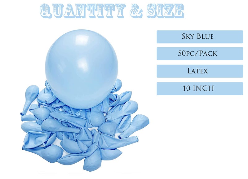 atorakushon Latex Sky Blue Color 10" Inch Pastel Balloons Pack Of 50pcs Best For Theme Party Decoration Happy Birthday Party Supplies Wedding Anniversary Office Party Purpose House party - Image 2
