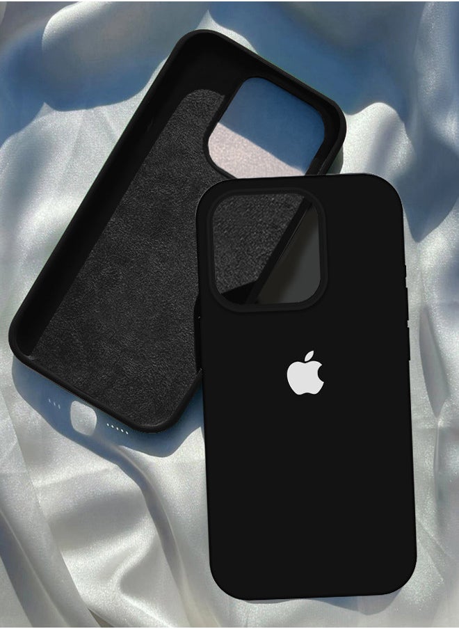 CATANES - iPhone 15 Pro Case Silicone Case Full Body Protective Cover Shockproof Slim Phone Case Anti-Scratch Soft Microfiber Lining Black - Image 1