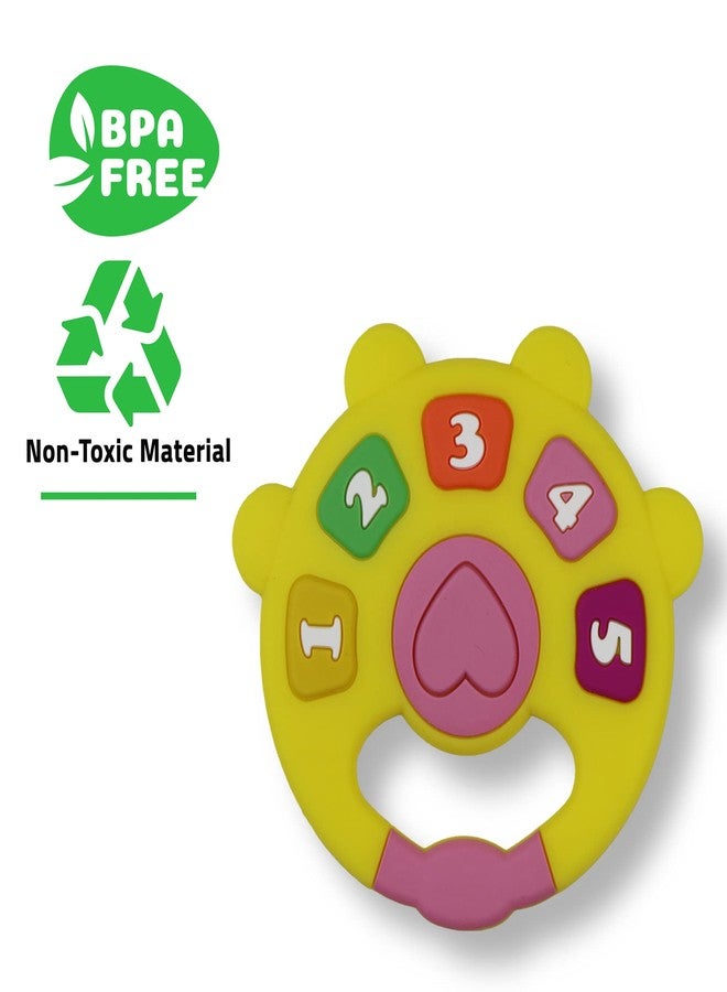 GUCHIGU Teethers for Babies | BPA Free Silicone Soft Baby Toys | Number Shaped Baby Gum Molar Chew Toy Releive Long Tooth Pain | Toodle Teething Pacifier BT2043A (6-12 Months, Yellow) - Image 3