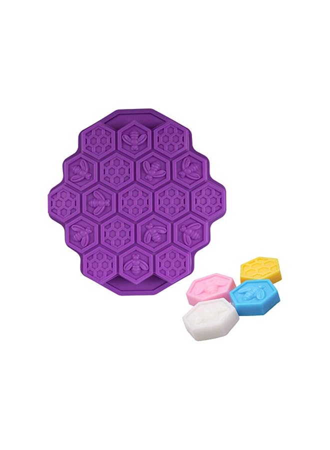 S-TOP 2 Pcs 19 Cavities Honeycomb Silicone Cake Molds Muffin Cookie Baking Pan Candy Soap Making Divided Moulds-Pink & Purple - Image 2