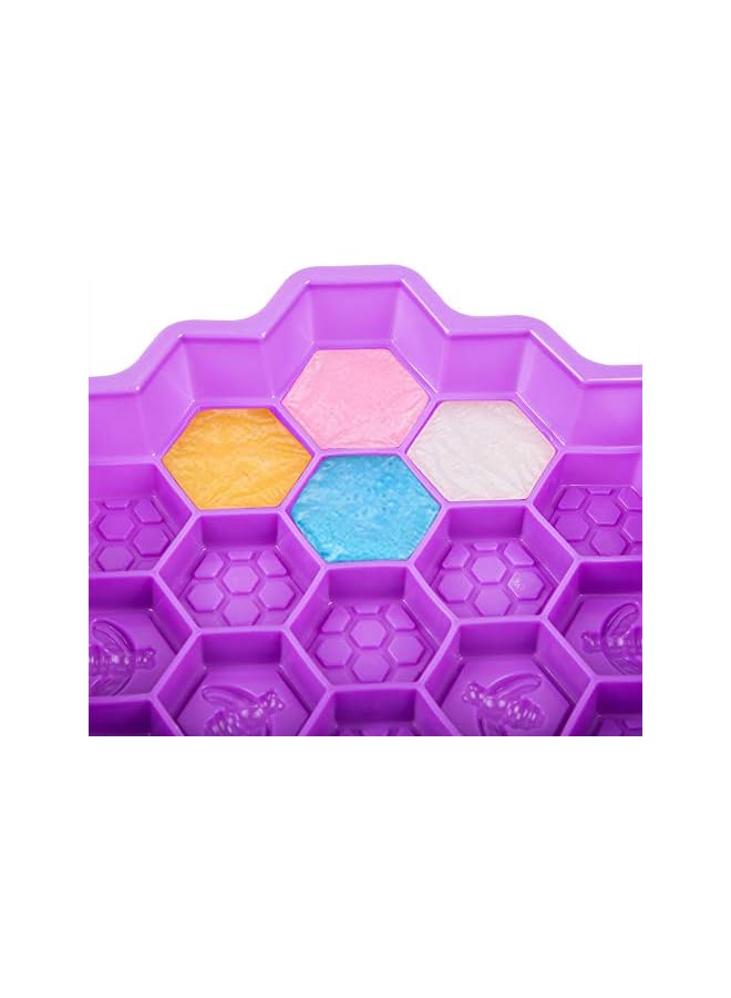 S-TOP 2 Pcs 19 Cavities Honeycomb Silicone Cake Molds Muffin Cookie Baking Pan Candy Soap Making Divided Moulds-Pink & Purple - Image 3