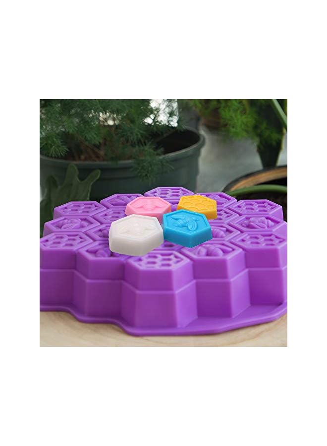 S-TOP 2 Pcs 19 Cavities Honeycomb Silicone Cake Molds Muffin Cookie Baking Pan Candy Soap Making Divided Moulds-Pink & Purple - Image 4