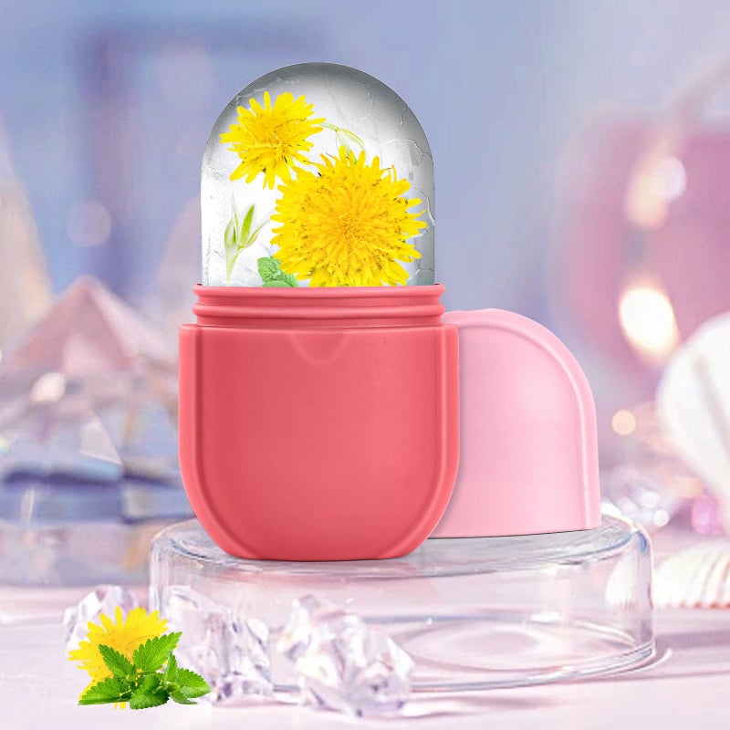 iMeasy Ice Roller for Face and Eye, Ice Face Roller, Aesthetic Skin Care Tools Gifts for Women Cute Preppy Stuff,Silicone Ice Mold for Beauty(Pink) - Image 2