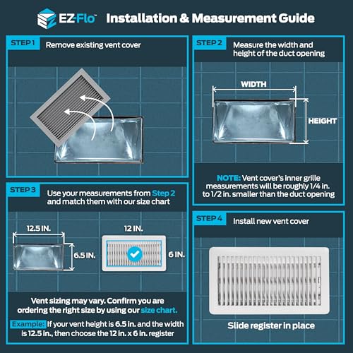 EZ-FLO 6 x 12 Inch (Duct Opening) Floor Register Vent Cover, One-Way Ventilation Register Diffuser, Solid Steel HVAC Air Vent Cover, White, 61638 - Image 3