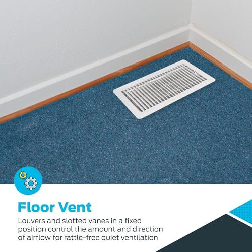 EZ-FLO 6 x 12 Inch (Duct Opening) Floor Register Vent Cover, One-Way Ventilation Register Diffuser, Solid Steel HVAC Air Vent Cover, White, 61638 - Image 4