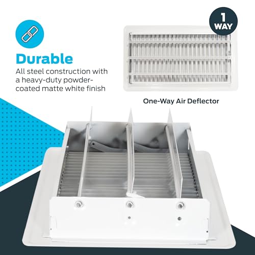 EZ-FLO 6 x 12 Inch (Duct Opening) Floor Register Vent Cover, One-Way Ventilation Register Diffuser, Solid Steel HVAC Air Vent Cover, White, 61638 - Image 5