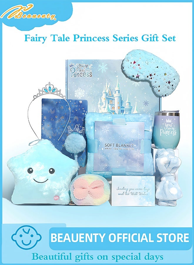 Beauenty Ice Star Toys for Girls Age 6-10,Star Gift Box Set for Girls,Girl Gifts with Blue Blanket Eye Mask and Tumbler,New Year Birthday Children's Day Gifts for Girls﻿ (Blue) - Image 1