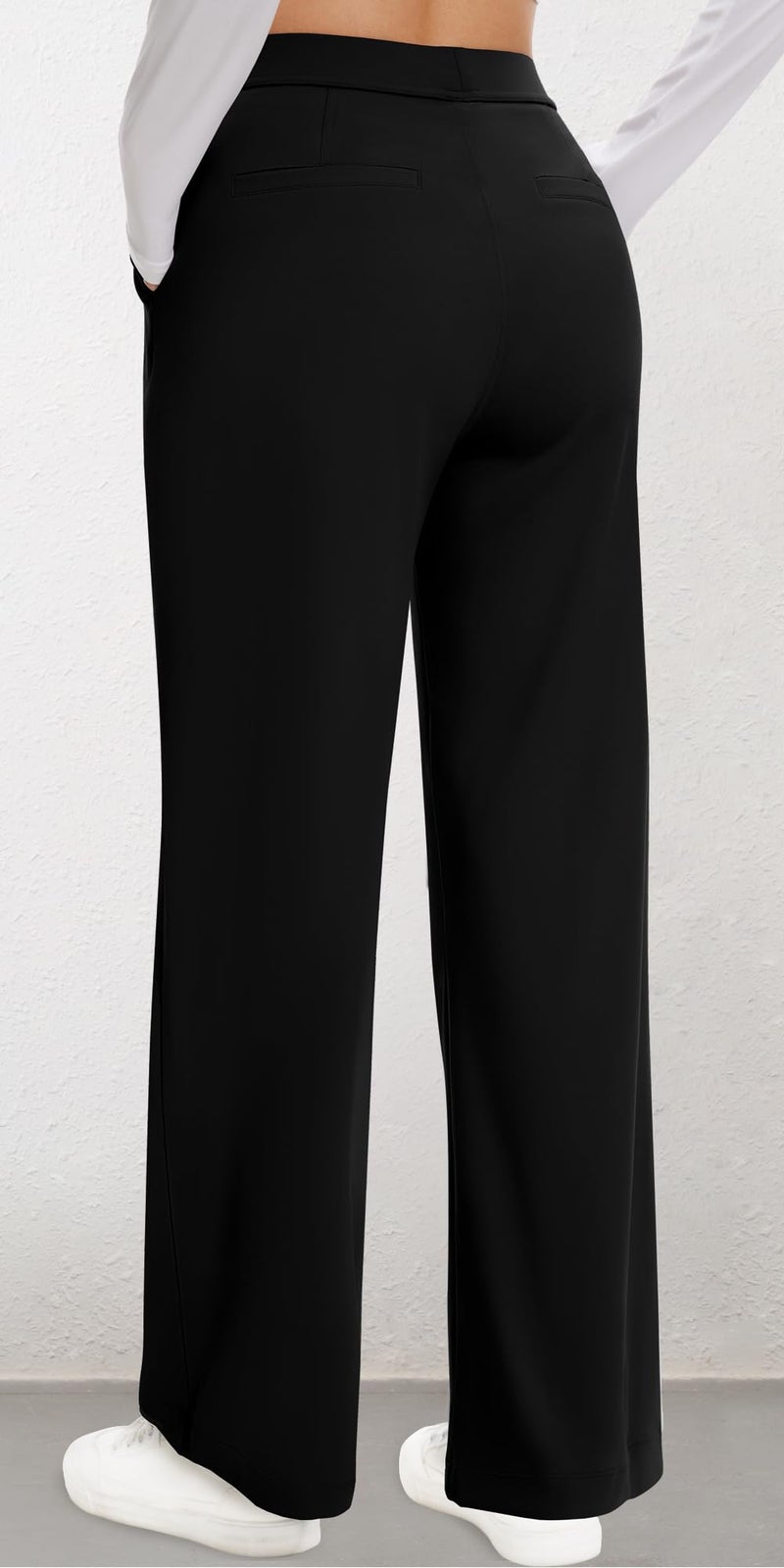 AVAMO Womens Dress Pants Wide Leg Stretchy Work Pants Pull On Business Casual Trousers Slacks for Women with Pockets Black - Image 3