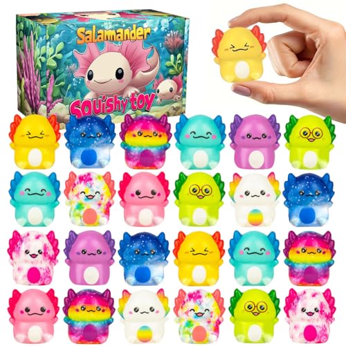 Holydeck 24 Pack Axolotl Slow Squishy Toys Soft Stress Relief Fidgets Toys for Kids Boys Girls Party Favors Novelty Prizes - Image 1