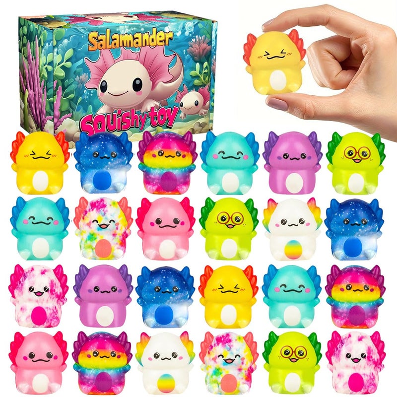 Holydeck 24 Pack Axolotl Slow Squishy Toys Soft Stress Relief Fidgets Toys for Kids Boys Girls Party Favors Novelty Prizes - Image 2