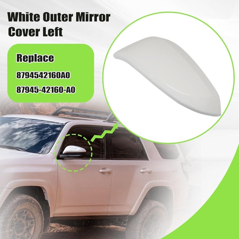 NLQR Outer Mirror Cover Left Driver Side White for Toyota 4Runner and RAV4 (2013-2023) - Image 2