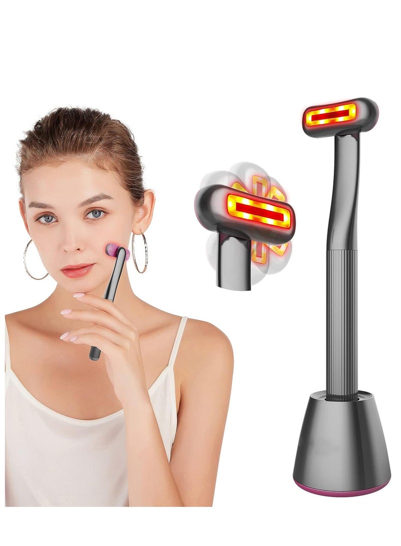 4-in-1 Face Skin Tightening Machine with Red Light Therapy  Massager - Anti-Aging Tool for Wrinkle Reduction, Upgraded 2022 Version in Dark Grey/Fuchsia - Image 1