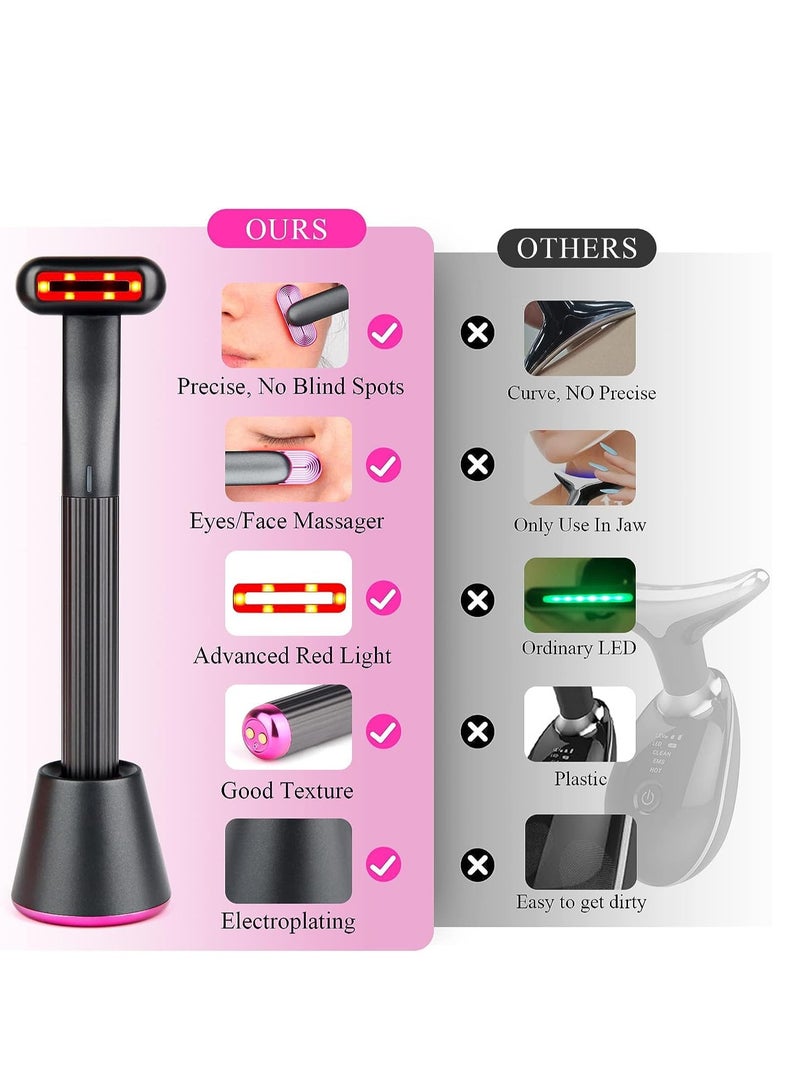 4-in-1 Face Skin Tightening Machine with Red Light Therapy  Massager - Anti-Aging Tool for Wrinkle Reduction, Upgraded 2022 Version in Dark Grey/Fuchsia - Image 2