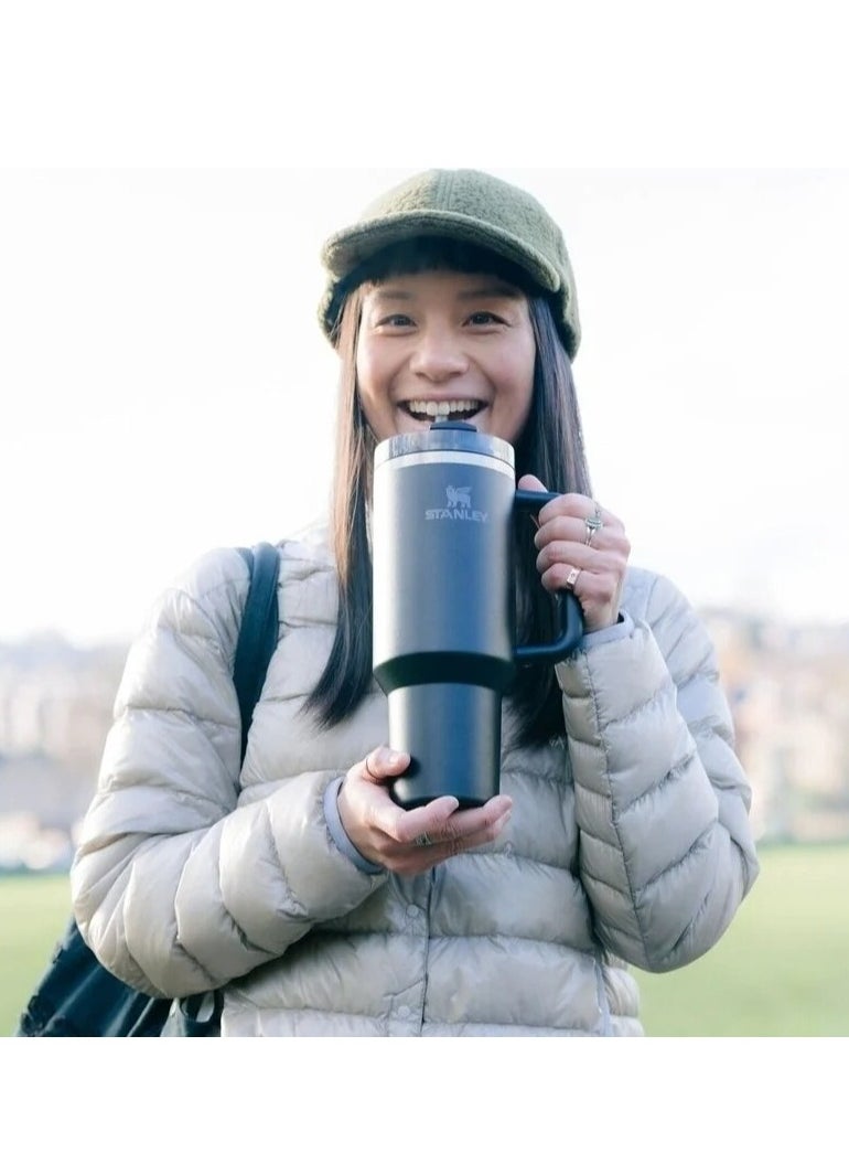 Stanley - Quencher H2.0 40oz FlowState Vacuum Insulated Tumbler – Black Stainless Steel Travel Mug with Leakproof Lid & Reusable Straw – Double-Walled Design Keeps Drinks Hot for 7 Hours & Cold for 24 Hours – Durable, Eco-Friendly & Portable Hydration Solution - Image 1
