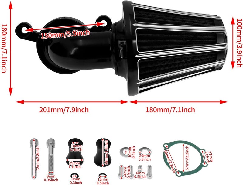 Wivplex Motorcycle Black Air Cleaner Intake Filter - Image 2