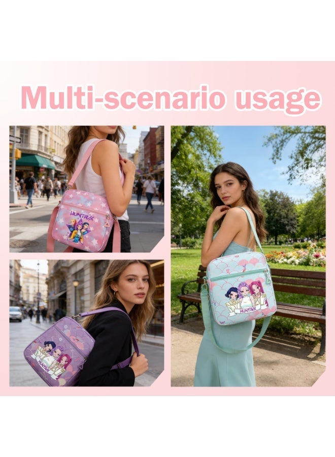 ECLux K-pop, Demon Hunters mini crossbody bag, for Korean idol, also a shoulder bag, features a cartoon pattern design. (purple) - Image 5