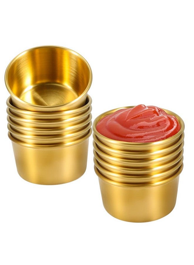 Amytalk Ramekin Sauce Dipping Bowl Mini Sauce Cups Pudding Condiment Cups for Home Party Restaurant (Golden 12PCS 60ml) - Image 1