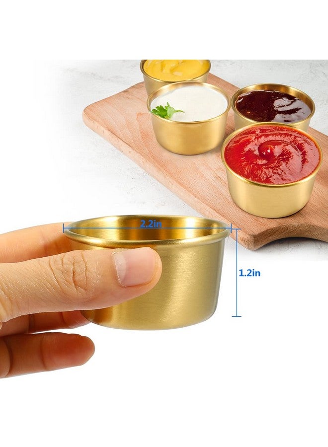 Amytalk Ramekin Sauce Dipping Bowl Mini Sauce Cups Pudding Condiment Cups for Home Party Restaurant (Golden 12PCS 60ml) - Image 2